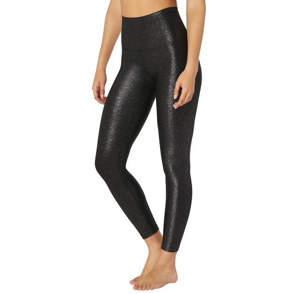 Beyond Yoga Pants - BEYOND YOGA Twinkle High Waisted 7/8 Yoga Leggings Black Silver Sparkle Sz Med